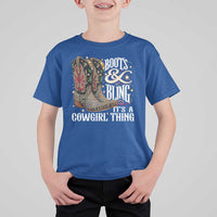 Funny Boots And Bling Its A Cowgirl Thing T Shirt For Kid Western Country Girl Boots