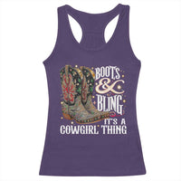 Funny Boots And Bling Its A Cowgirl Thing Racerback Tank Top Western Country Girl Boots