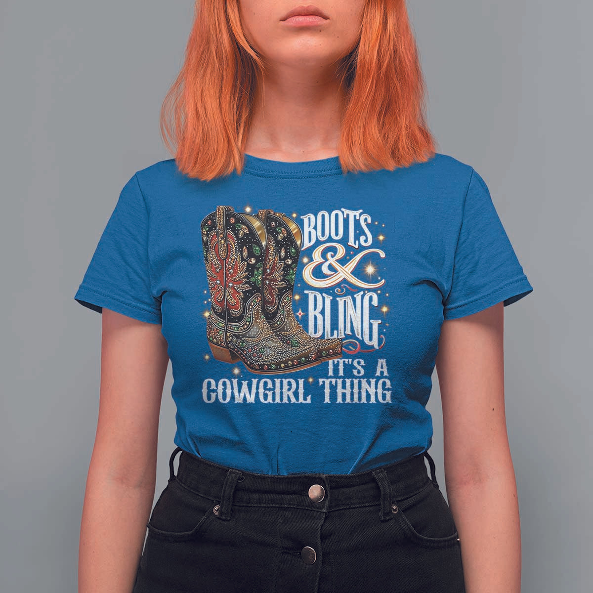 Funny Boots And Bling Its A Cowgirl Thing T Shirt For Women Western Country Girl Boots