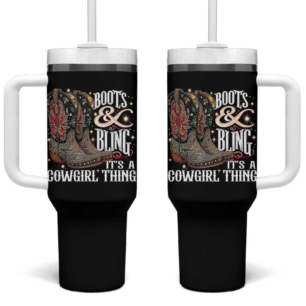 Funny Boots And Bling Its A Cowgirl Thing Tumbler With Handle Western Country Girl Boots