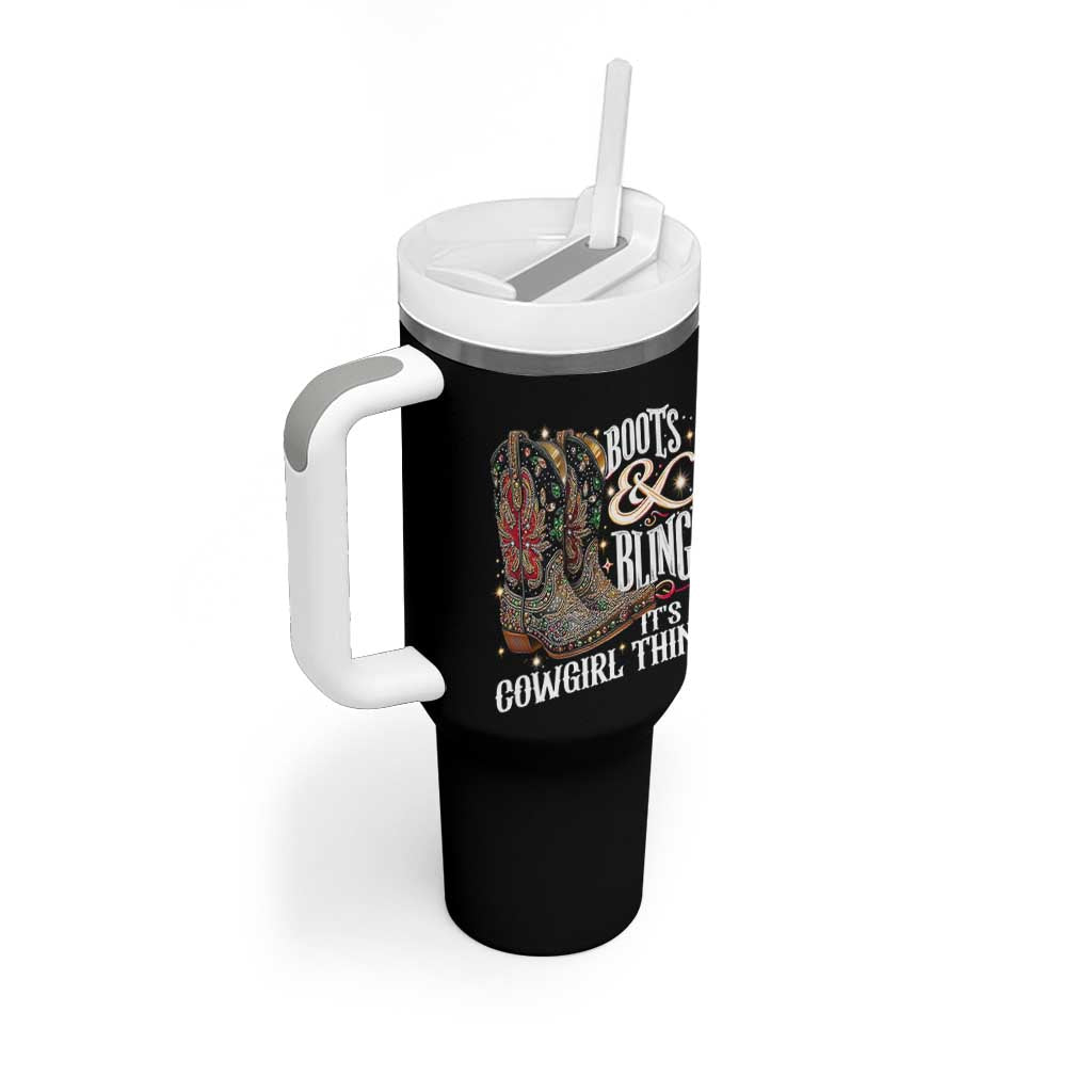 Funny Boots And Bling Its A Cowgirl Thing Tumbler With Handle Western Country Girl Boots
