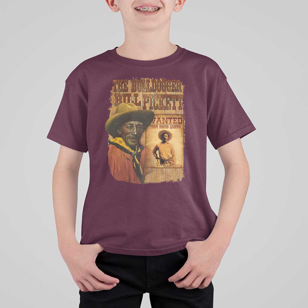 The Bulldogger Bill Pickett T Shirt For Kid Texan Rodeo Legend