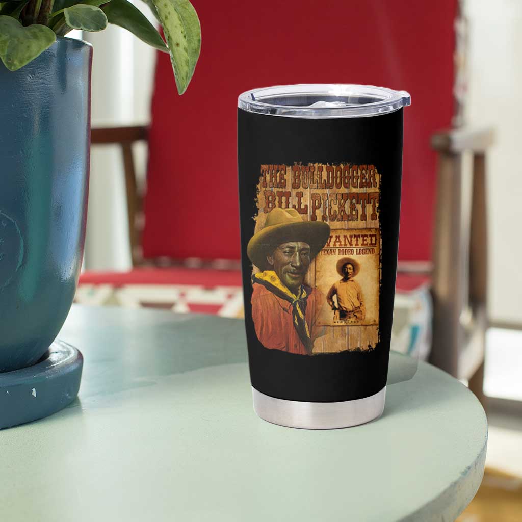 The Bulldogger Bill Pickett Tumbler Cup Texan Rodeo Legend