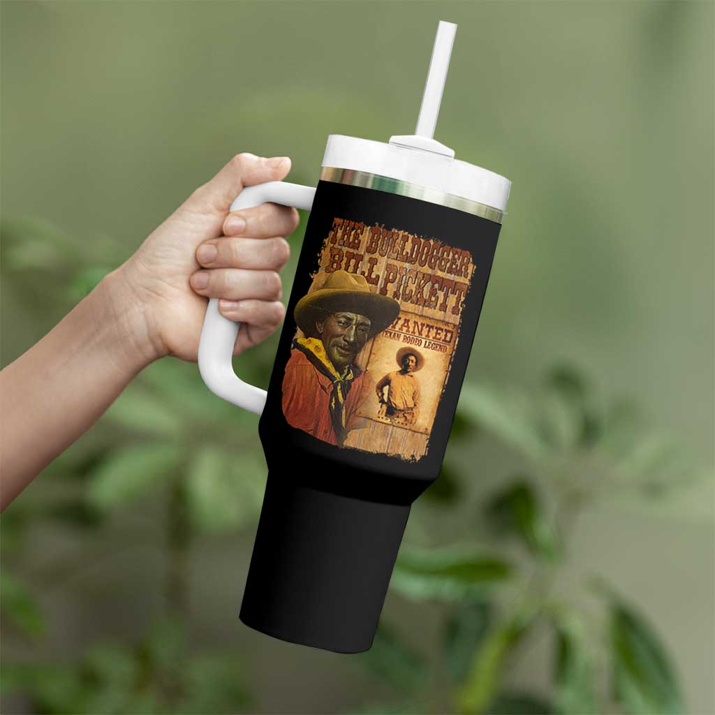 The Bulldogger Bill Pickett Tumbler With Handle Texan Rodeo Legend
