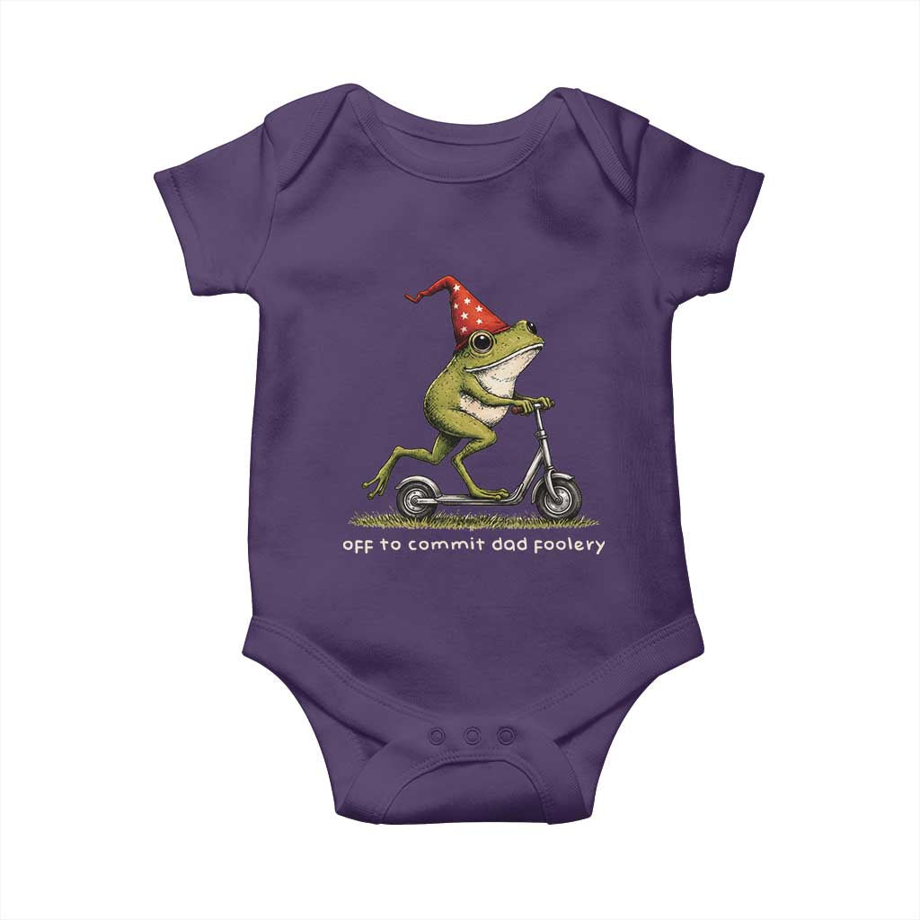 Off To Commit Dad Foolery Baby Onesie Funny Daddy Frog Scooter Fathers Day