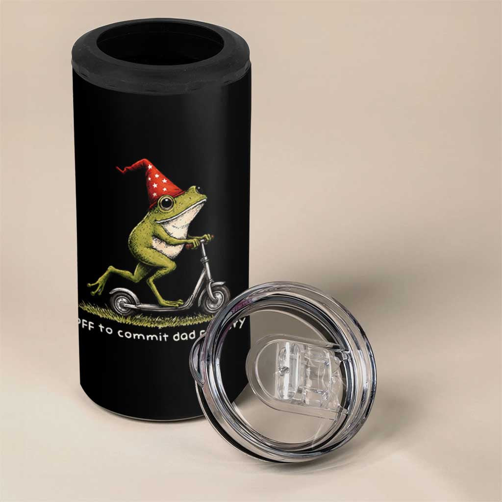 Off To Commit Dad Foolery 4 in 1 Can Cooler Tumbler Funny Daddy Frog Scooter Fathers Day
