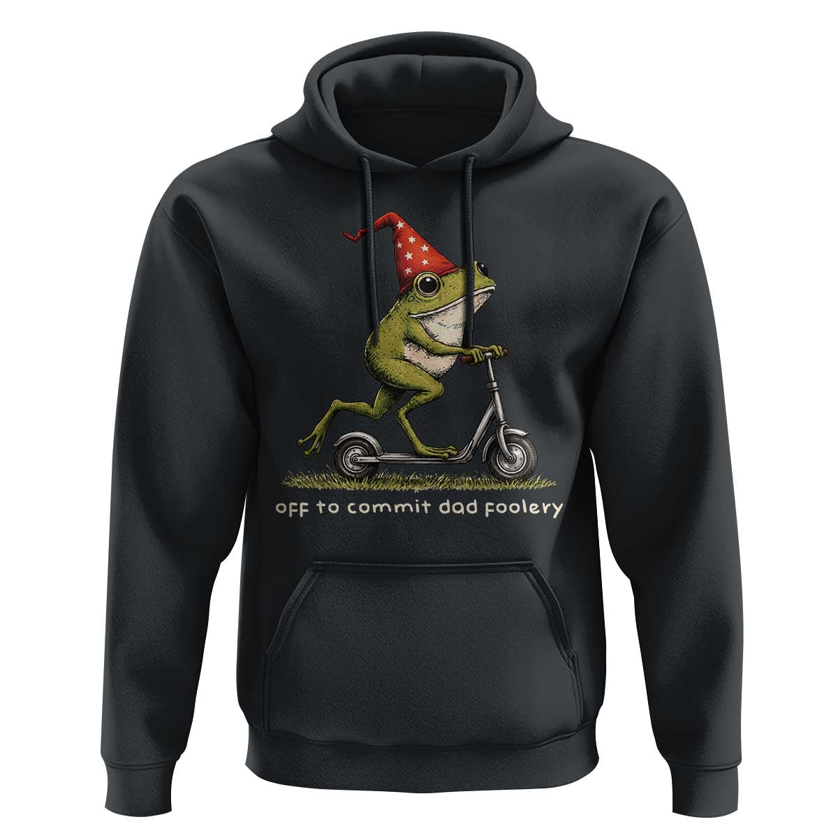 Off To Commit Dad Foolery Hoodie Funny Daddy Frog Scooter Fathers Day