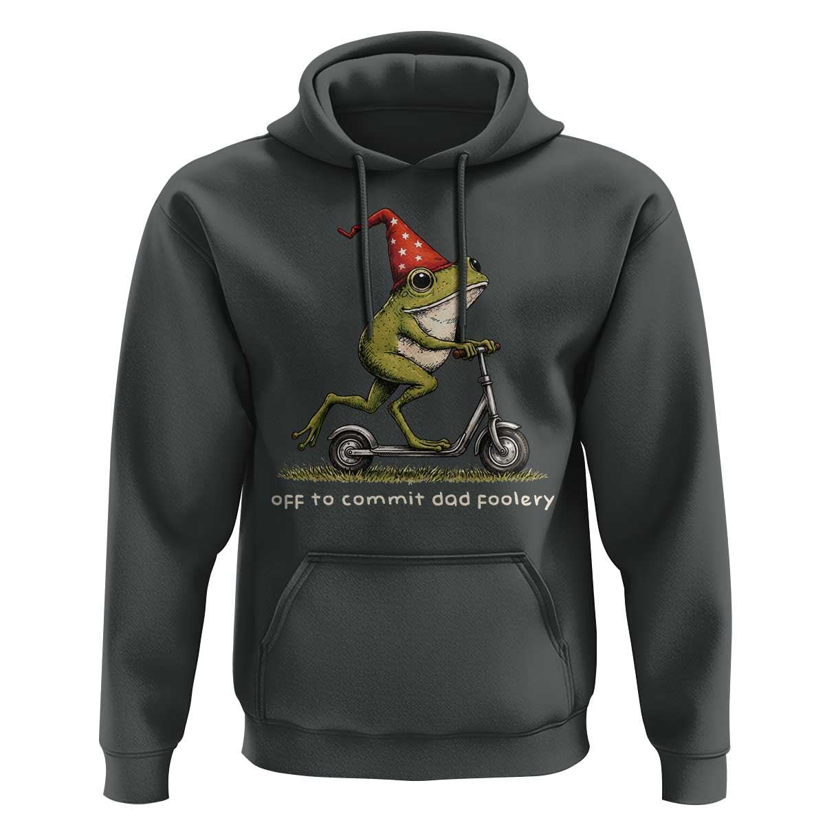 Off To Commit Dad Foolery Hoodie Funny Daddy Frog Scooter Fathers Day