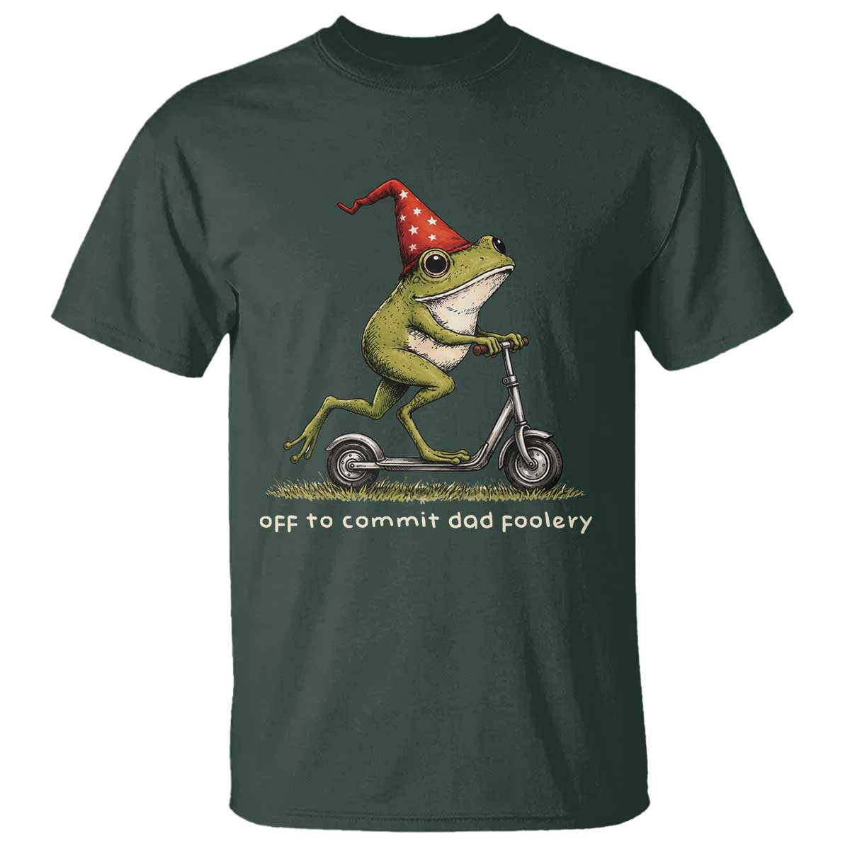 Off To Commit Dad Foolery T Shirt Funny Daddy Frog Scooter Fathers Day