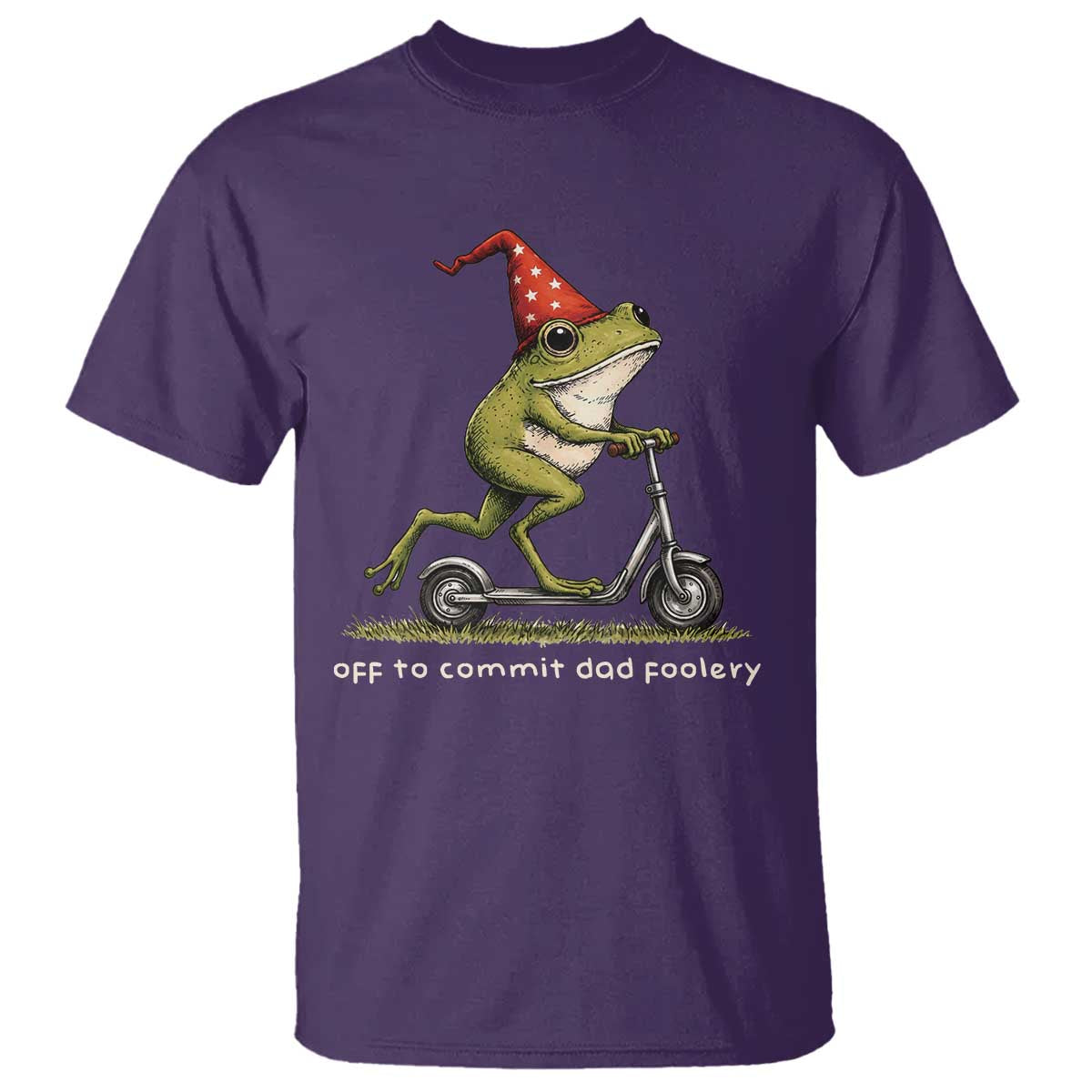 Off To Commit Dad Foolery T Shirt Funny Daddy Frog Scooter Fathers Day