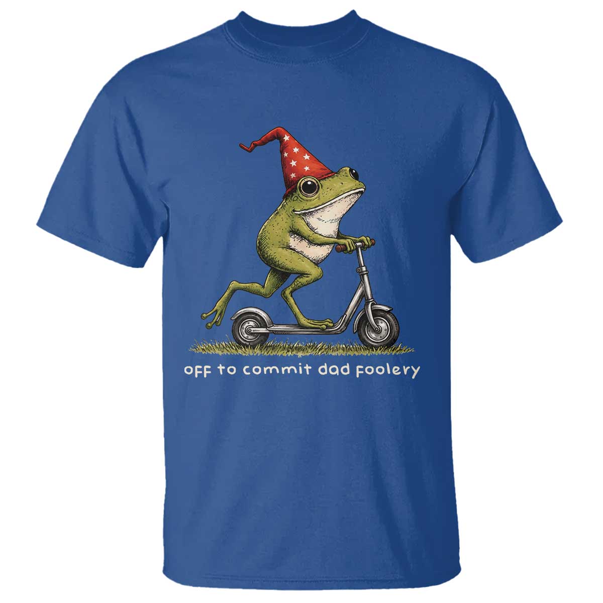 Off To Commit Dad Foolery T Shirt Funny Daddy Frog Scooter Fathers Day