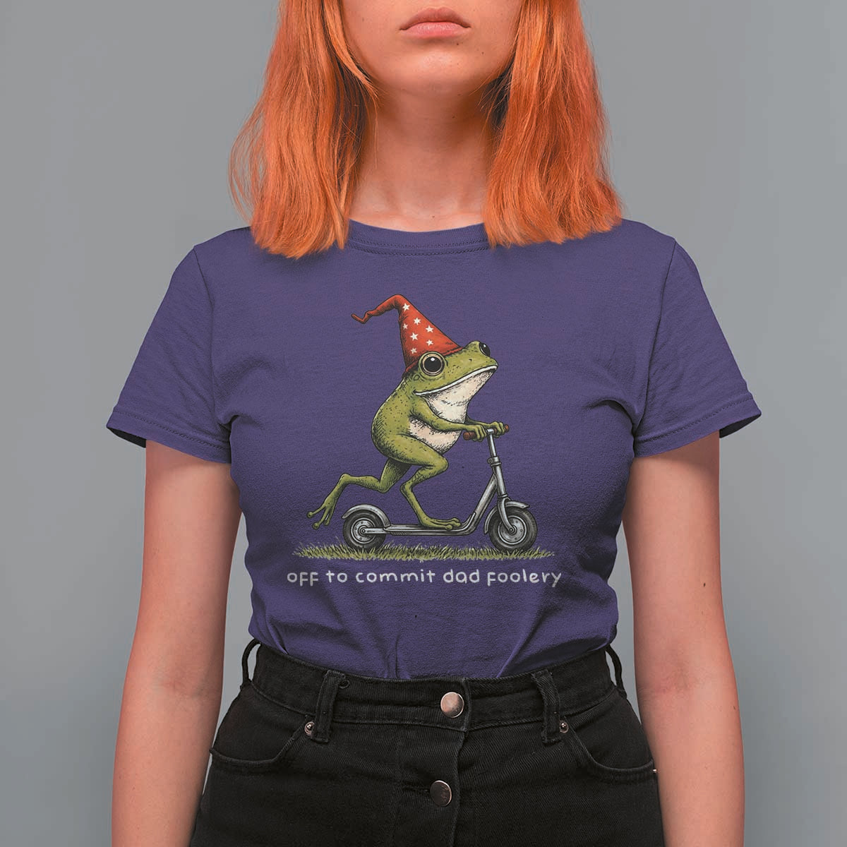 Off To Commit Dad Foolery T Shirt For Women Funny Daddy Frog Scooter Fathers Day