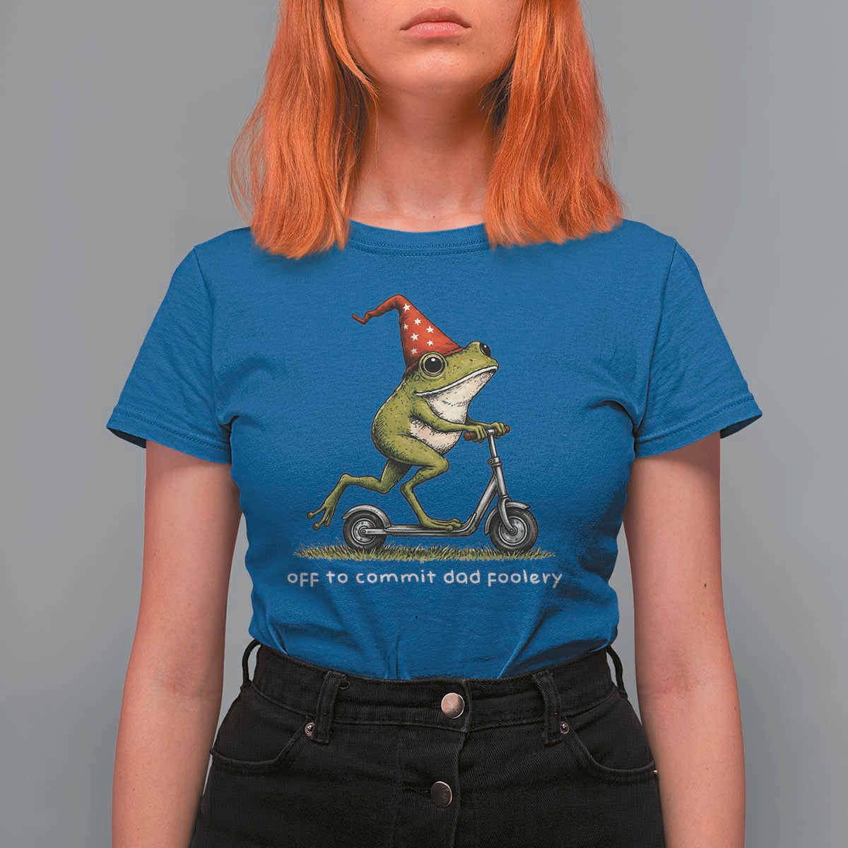 Off To Commit Dad Foolery T Shirt For Women Funny Daddy Frog Scooter Fathers Day