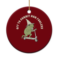 Off To Commit Mom Foolery Ceramic Ornament Funny Mama Frog Scooter Mother's Day