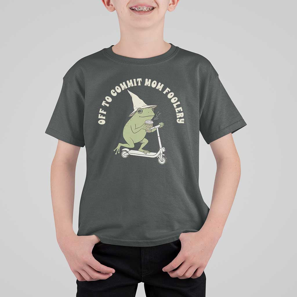 Off To Commit Mom Foolery T Shirt For Kid Funny Mama Frog Scooter Mother's Day