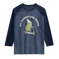 Off To Commit Mom Foolery Raglan Shirt Funny Mama Frog Scooter Mother's Day