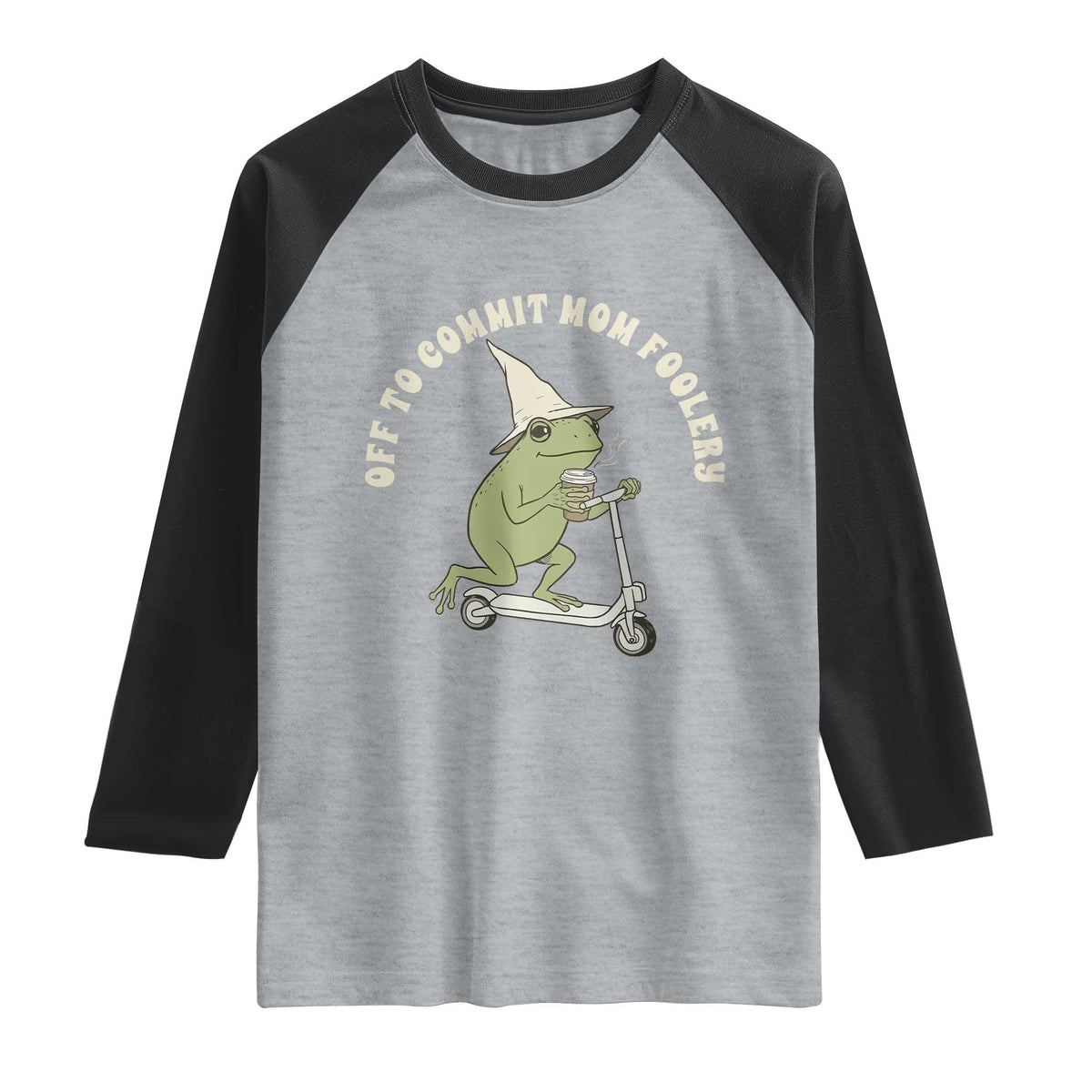 Off To Commit Mom Foolery Raglan Shirt Funny Mama Frog Scooter Mother's Day