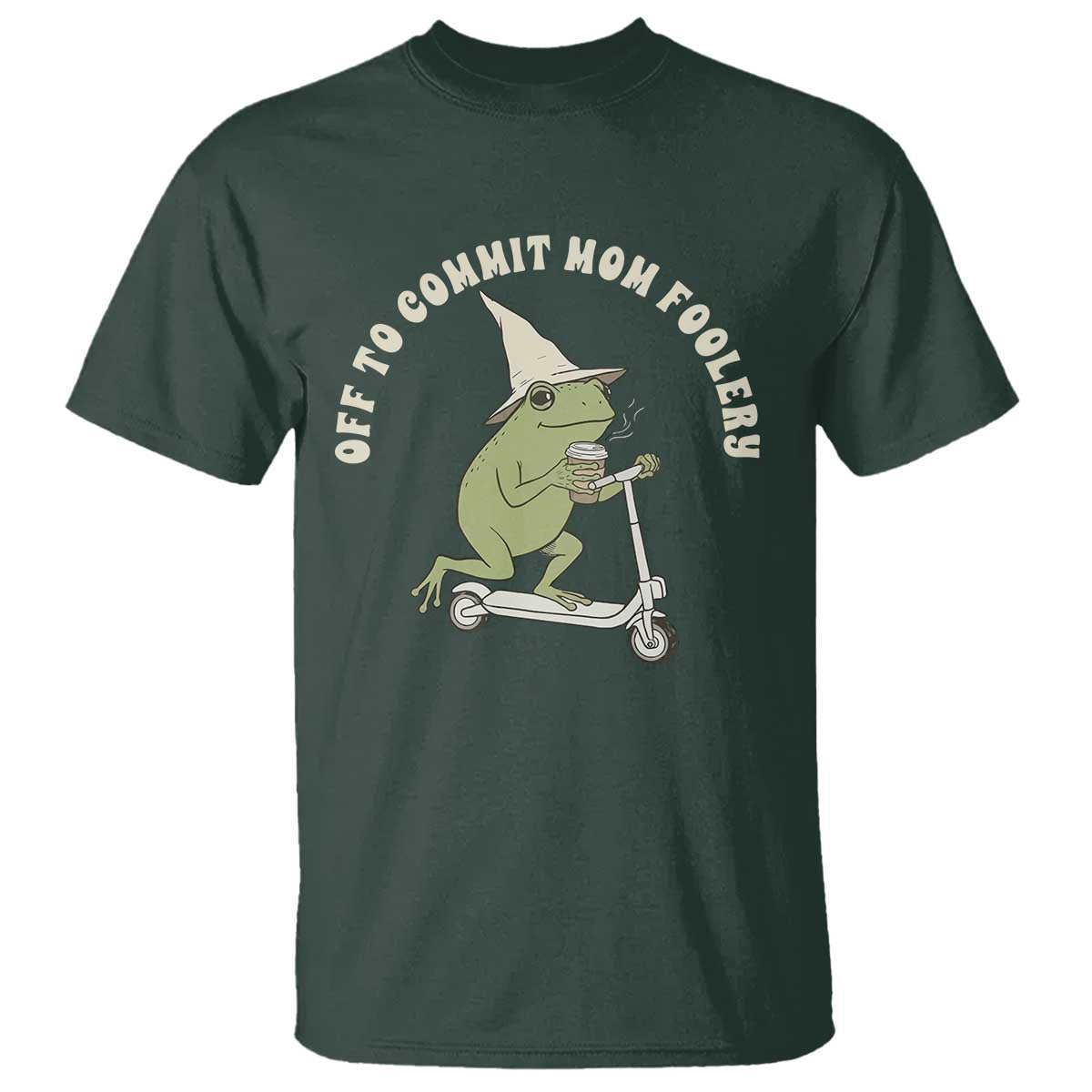Off To Commit Mom Foolery T Shirt Funny Mama Frog Scooter Mother's Day