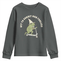 Off To Commit Mom Foolery Youth Sweatshirt Funny Mama Frog Scooter Mother's Day