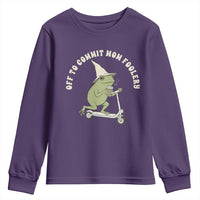 Off To Commit Mom Foolery Youth Sweatshirt Funny Mama Frog Scooter Mother's Day