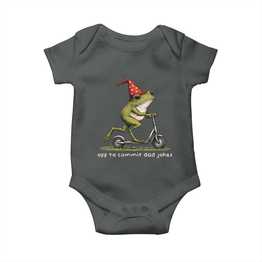 Off To Commit Dad Jokes Baby Onesie Funny Daddy Frog Scooter Fathers Day