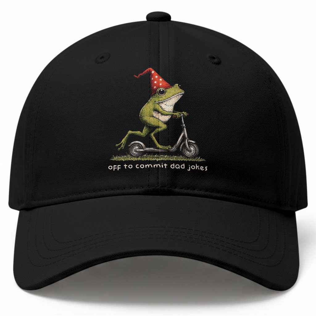 Off To Commit Dad Jokes Baseball Cap Funny Daddy Frog Scooter Fathers Day