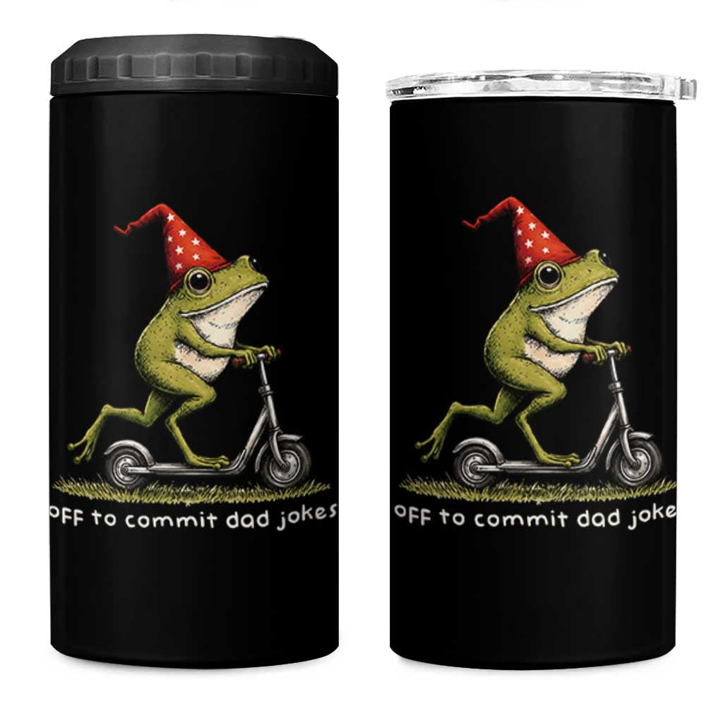 Off To Commit Dad Jokes 4 in 1 Can Cooler Tumbler Funny Daddy Frog Scooter Fathers Day