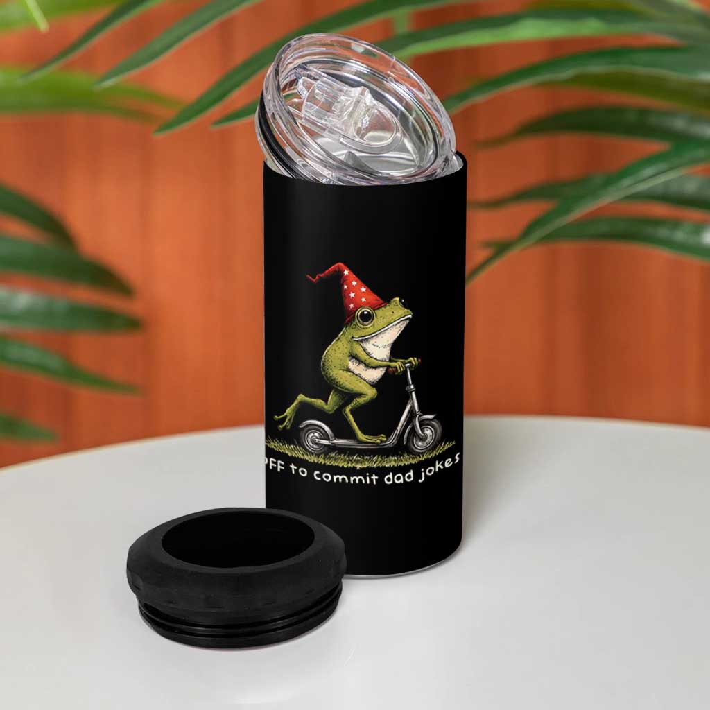 Off To Commit Dad Jokes 4 in 1 Can Cooler Tumbler Funny Daddy Frog Scooter Fathers Day