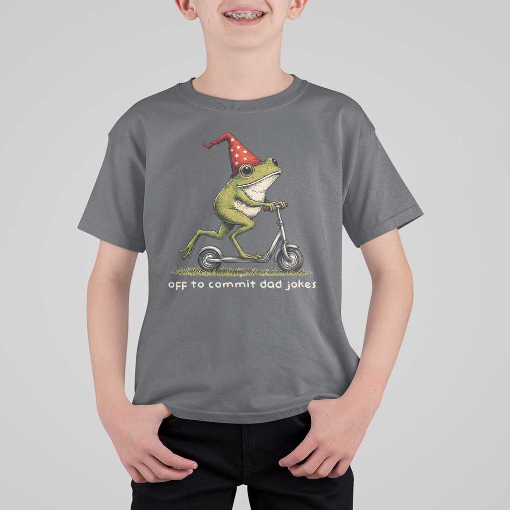 Off To Commit Dad Jokes T Shirt For Kid Funny Daddy Frog Scooter Fathers Day