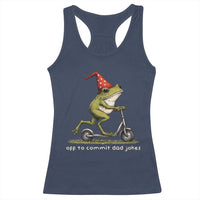 Off To Commit Dad Jokes Racerback Tank Top Funny Daddy Frog Scooter Fathers Day
