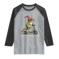 Off To Commit Dad Jokes Raglan Shirt Funny Daddy Frog Scooter Fathers Day