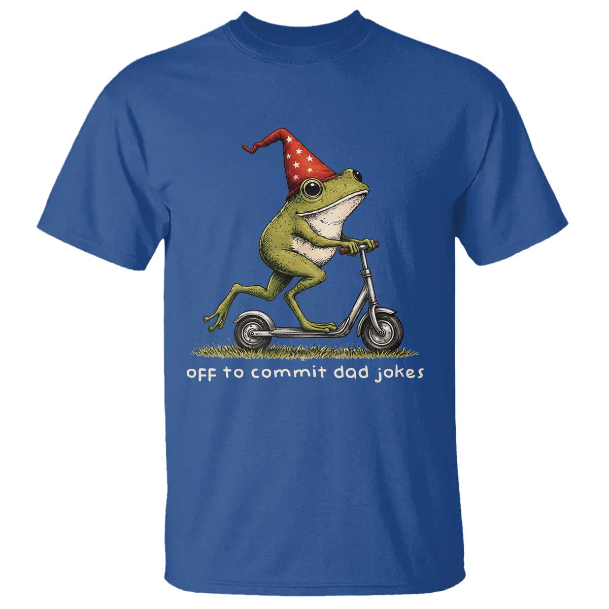 Off To Commit Dad Jokes T Shirt Funny Daddy Frog Scooter Fathers Day