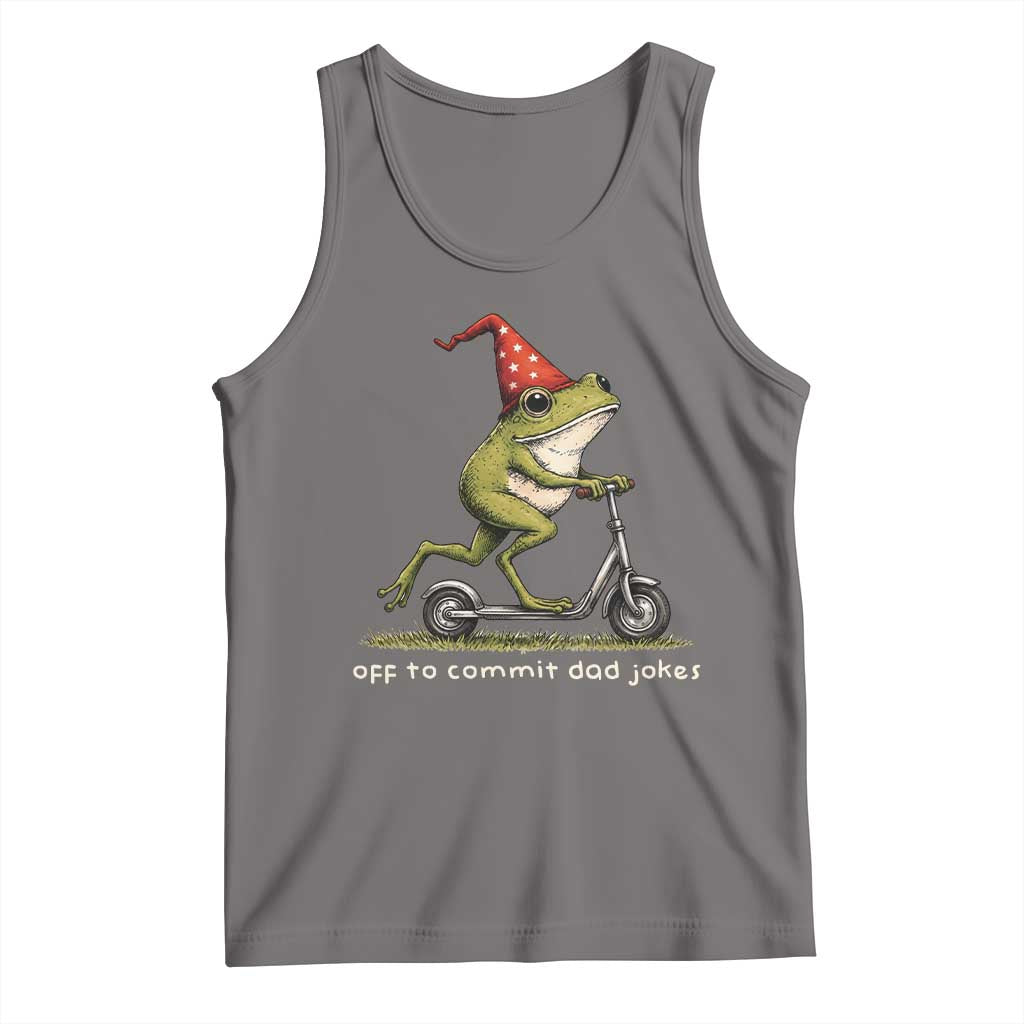 Off To Commit Dad Jokes Tank Top Funny Daddy Frog Scooter Fathers Day