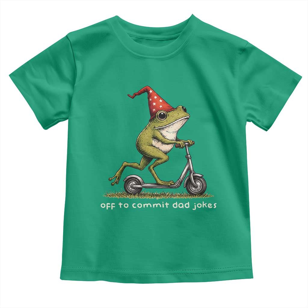 Off To Commit Dad Jokes Toddler T Shirt Funny Daddy Frog Scooter Fathers Day