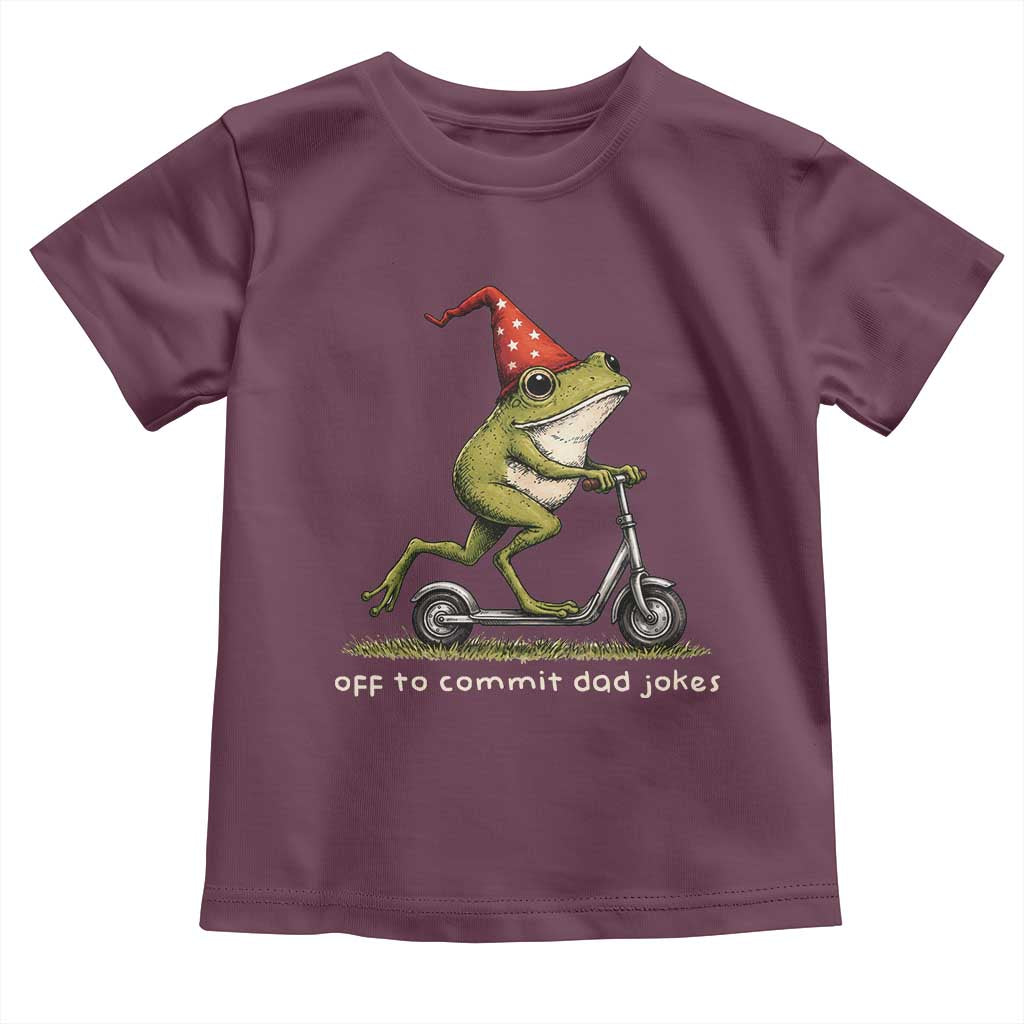 Off To Commit Dad Jokes Toddler T Shirt Funny Daddy Frog Scooter Fathers Day