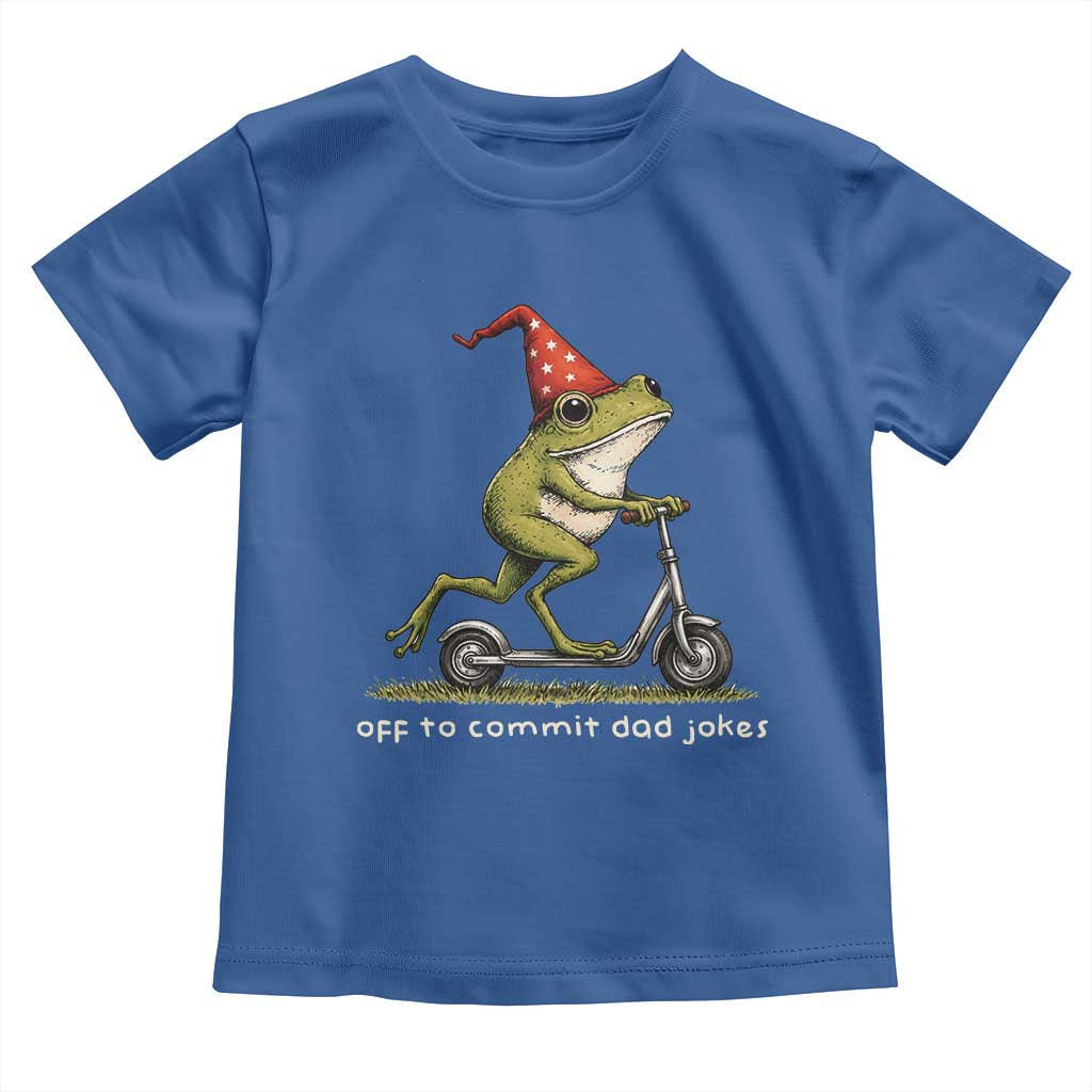 Off To Commit Dad Jokes Toddler T Shirt Funny Daddy Frog Scooter Fathers Day