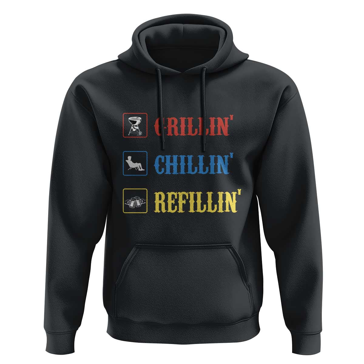 BBQ Lover Hoodie Grilling Chillin' Grillin' Refillin' Smoker - Wonder Print Shop