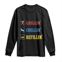 BBQ Lover Long Sleeve Shirt Grilling Chillin' Grillin' Refillin' Smoker - Wonder Print Shop