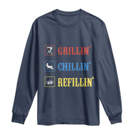 BBQ Lover Long Sleeve Shirt Grilling Chillin' Grillin' Refillin' Smoker - Wonder Print Shop
