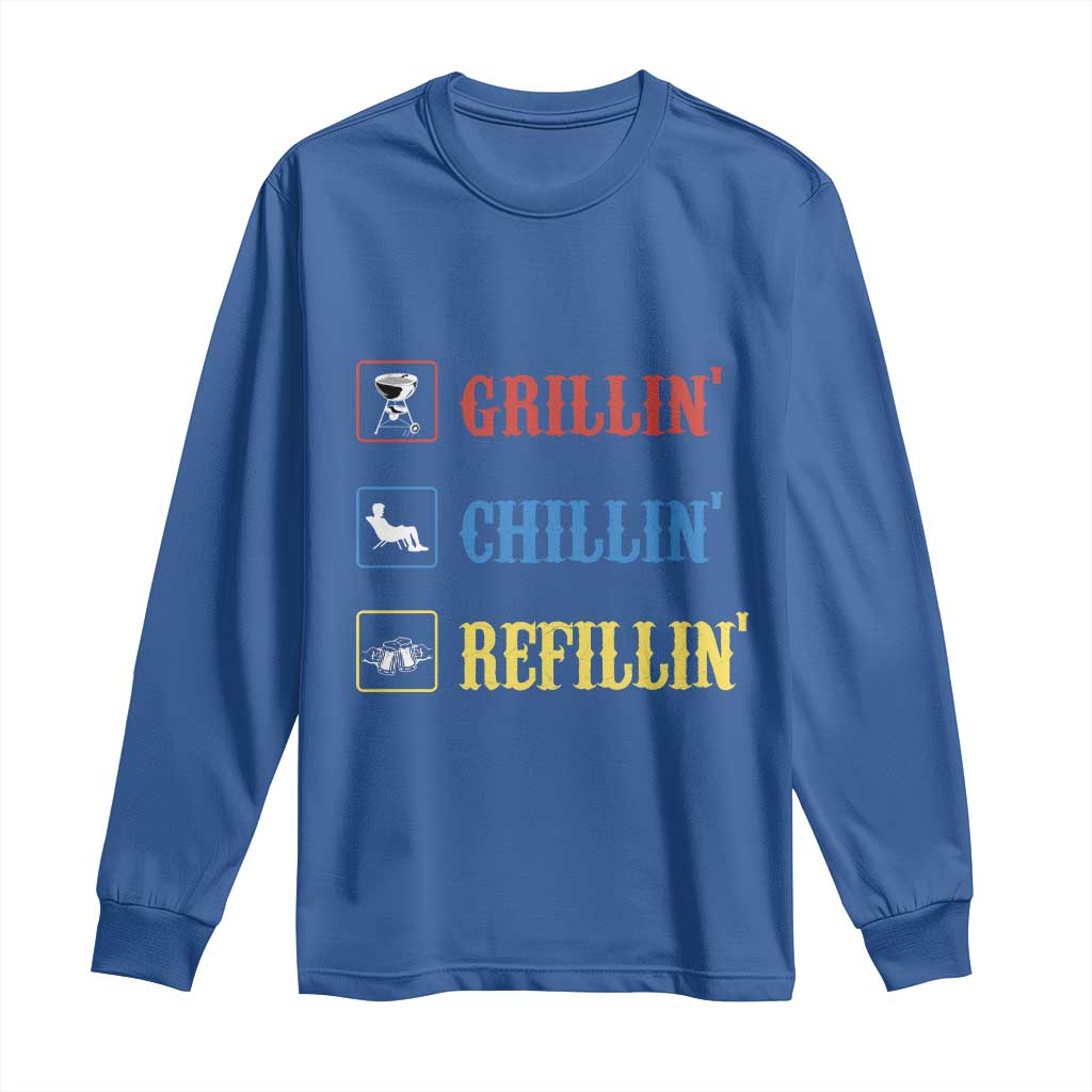 BBQ Lover Long Sleeve Shirt Grilling Chillin' Grillin' Refillin' Smoker - Wonder Print Shop