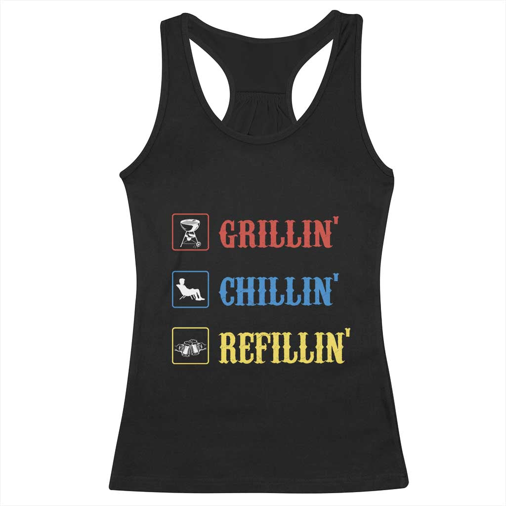 BBQ Lover Racerback Tank Top Grilling Chillin' Grillin' Refillin' Smoker - Wonder Print Shop