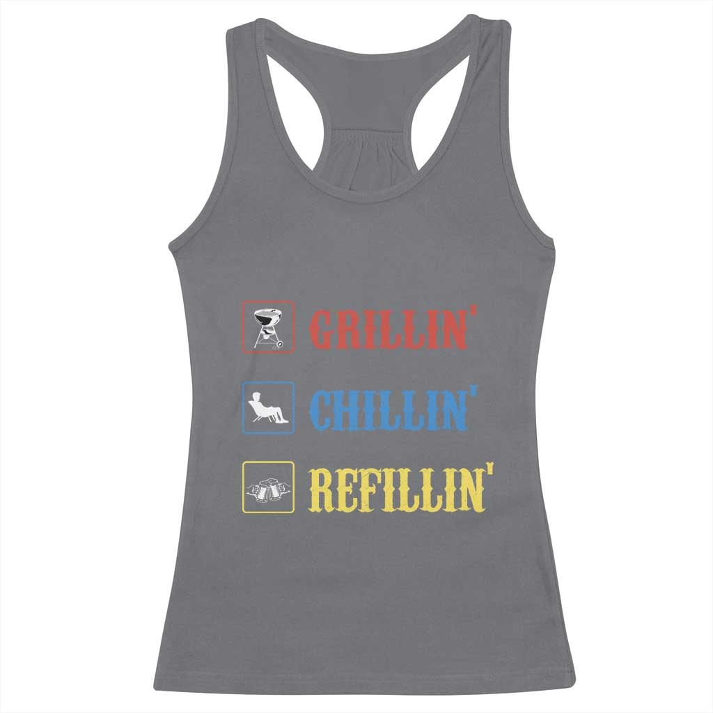 BBQ Lover Racerback Tank Top Grilling Chillin' Grillin' Refillin' Smoker - Wonder Print Shop
