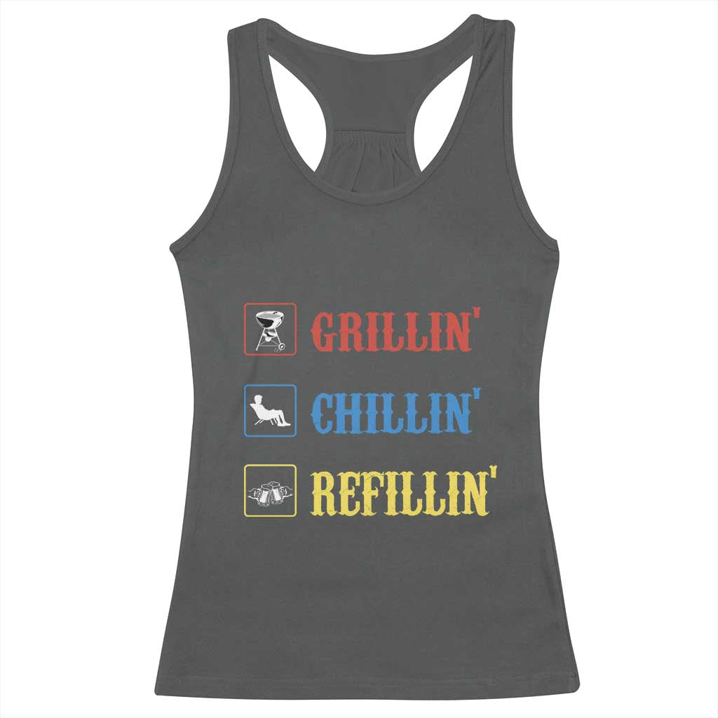BBQ Lover Racerback Tank Top Grilling Chillin' Grillin' Refillin' Smoker - Wonder Print Shop