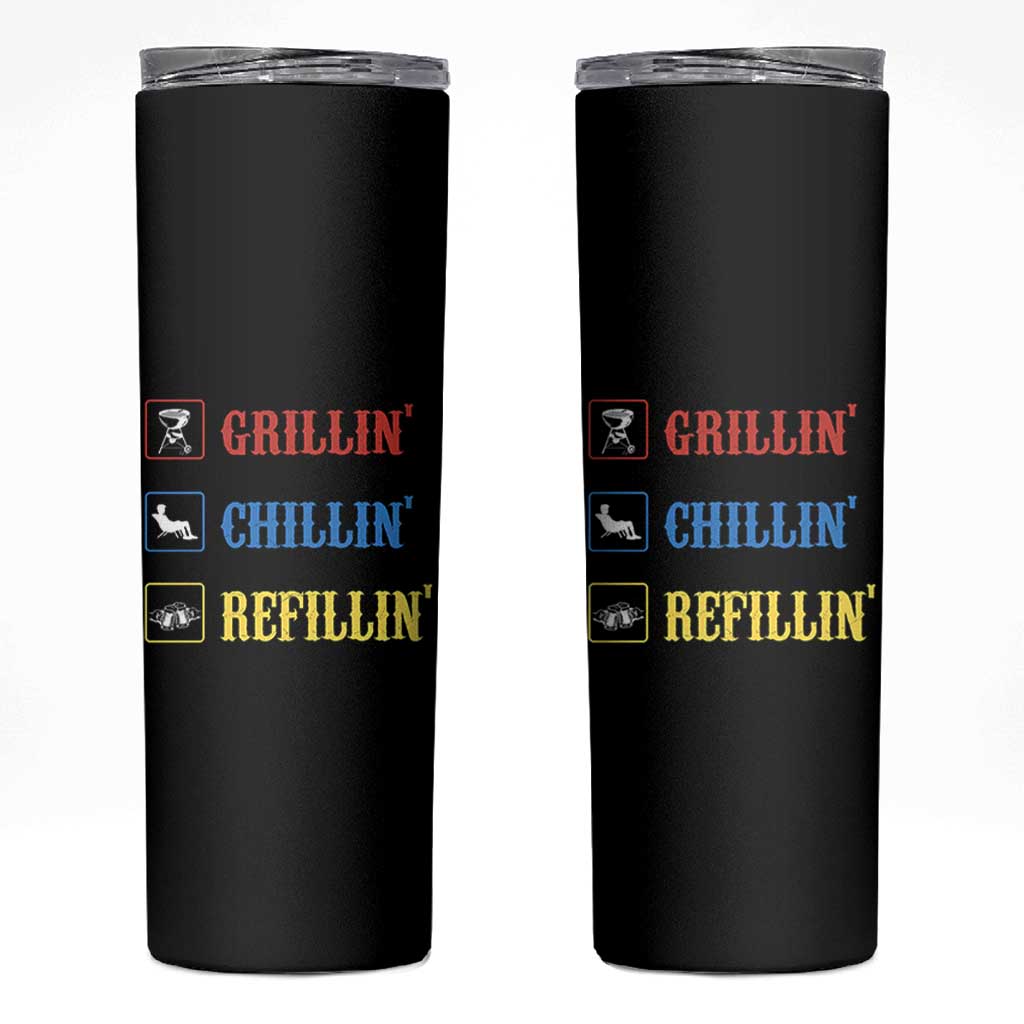 BBQ Lover Skinny Tumbler Grilling Chillin' Grillin' Refillin' Smoker - Wonder Print Shop