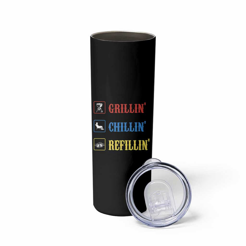 BBQ Lover Skinny Tumbler Grilling Chillin' Grillin' Refillin' Smoker - Wonder Print Shop
