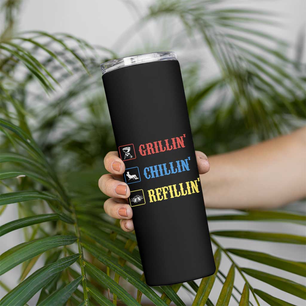 BBQ Lover Skinny Tumbler Grilling Chillin' Grillin' Refillin' Smoker - Wonder Print Shop