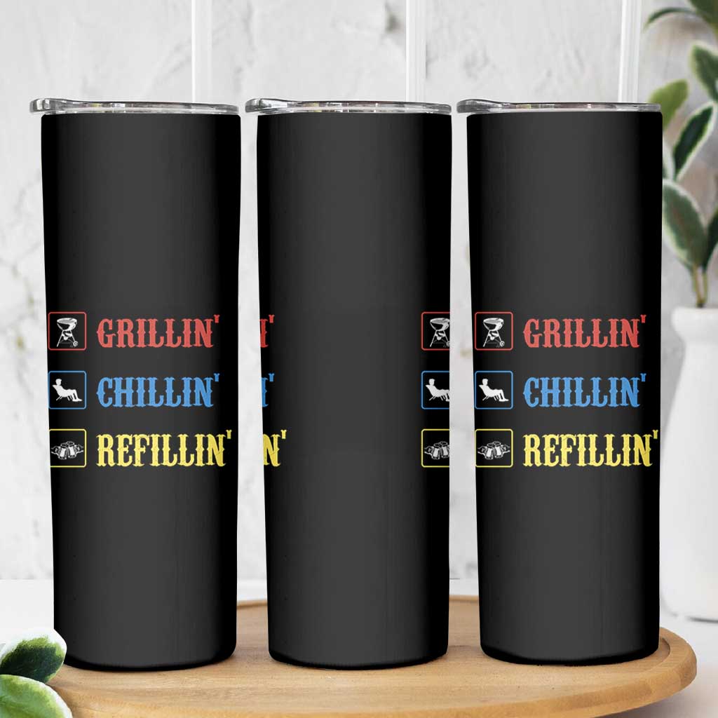 BBQ Lover Skinny Tumbler Grilling Chillin' Grillin' Refillin' Smoker - Wonder Print Shop