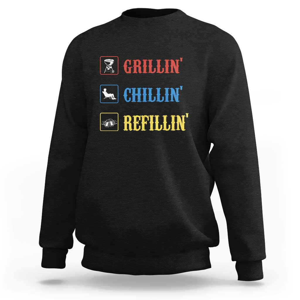 BBQ Lover Sweatshirt Grilling Chillin' Grillin' Refillin' Smoker - Wonder Print Shop