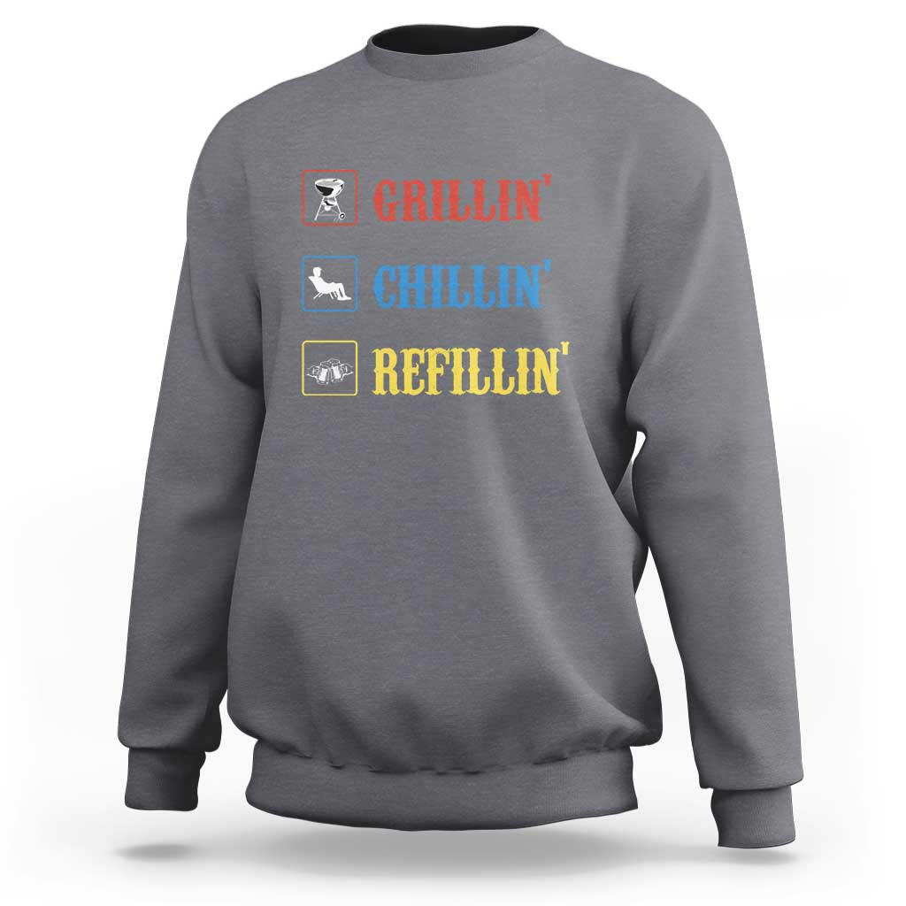 BBQ Lover Sweatshirt Grilling Chillin' Grillin' Refillin' Smoker - Wonder Print Shop