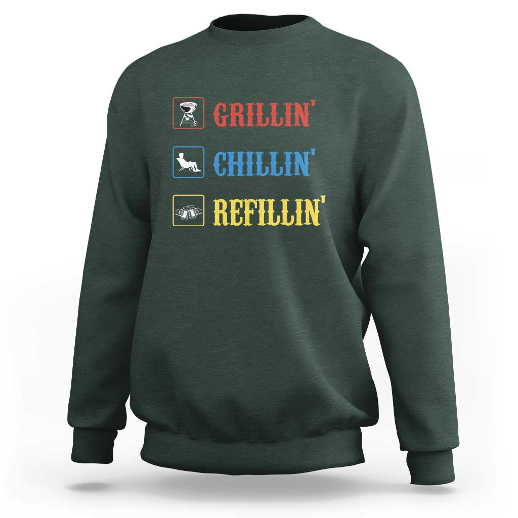 BBQ Lover Sweatshirt Grilling Chillin' Grillin' Refillin' Smoker - Wonder Print Shop